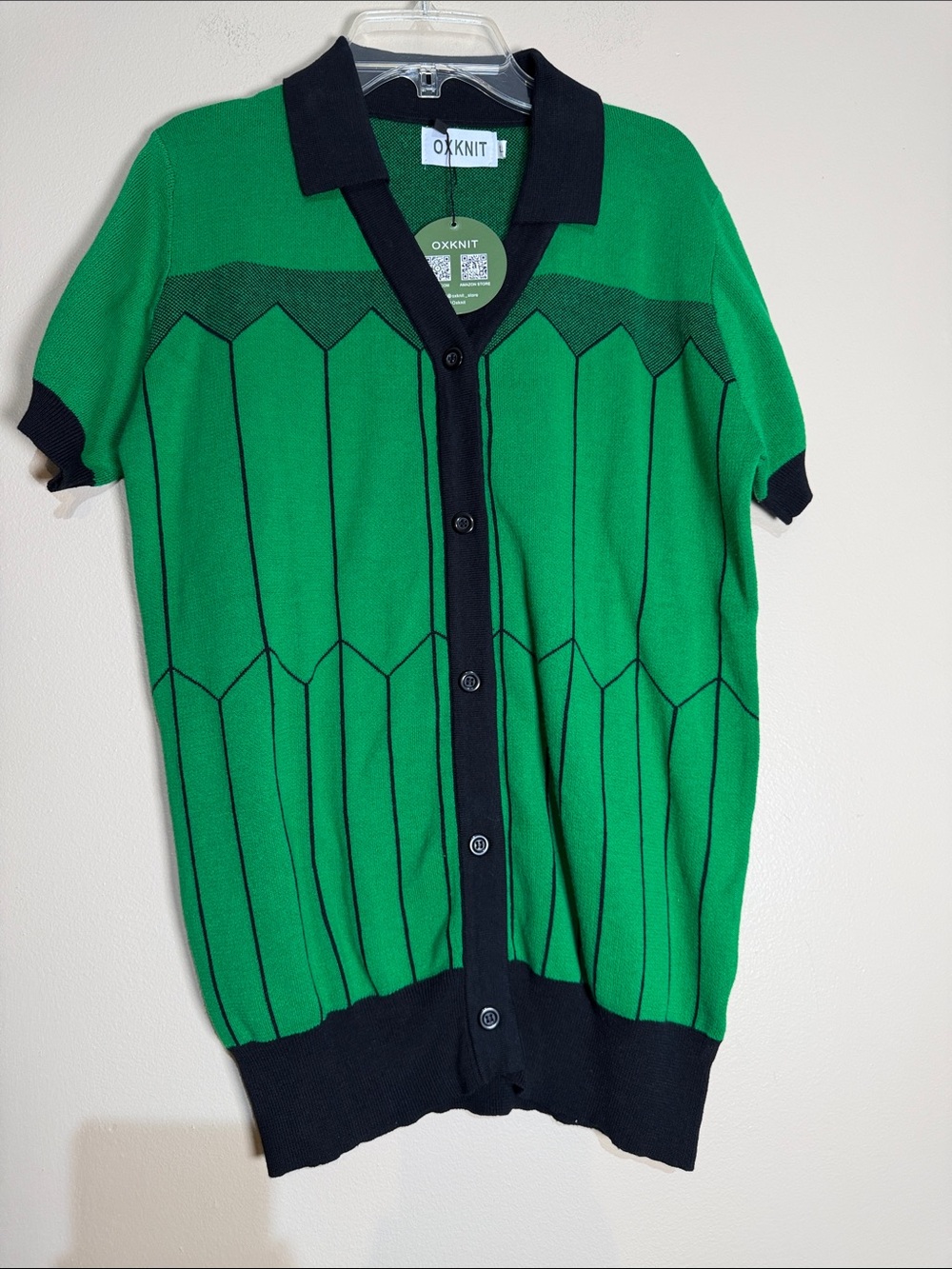OXKNIT Women’s Green Short-Sleeve Button Cardigan